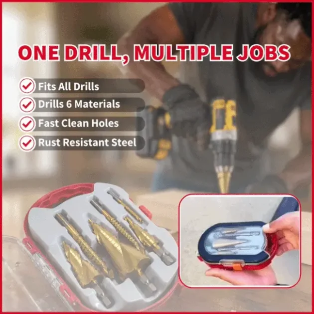 6PCS Multi-Size Step Drill Bit Set – All-in-One
